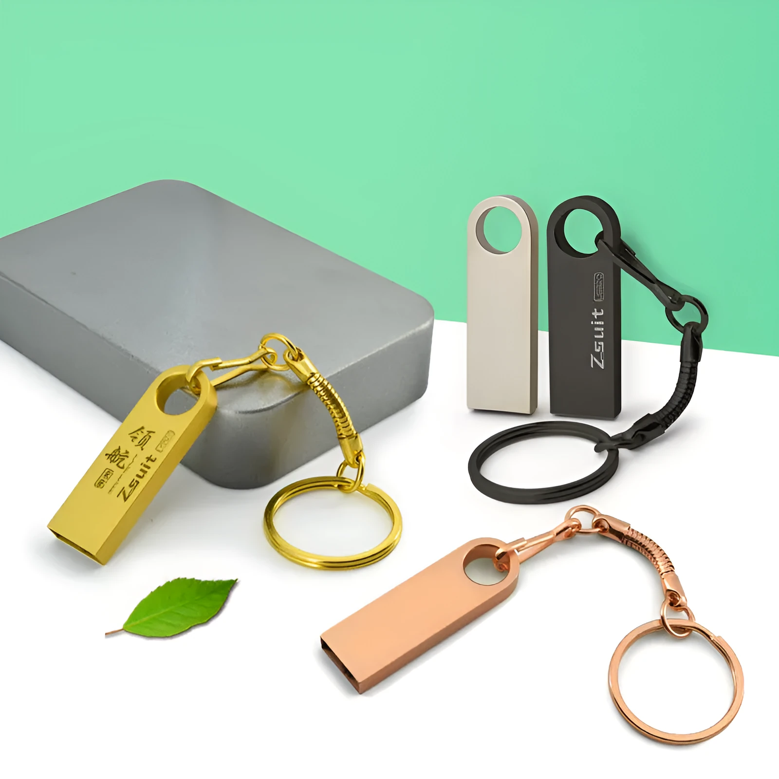 Custom logo USB 2.0 flash drive with shockproof casing, 10 units per lot, capacities 2GB to 128GB