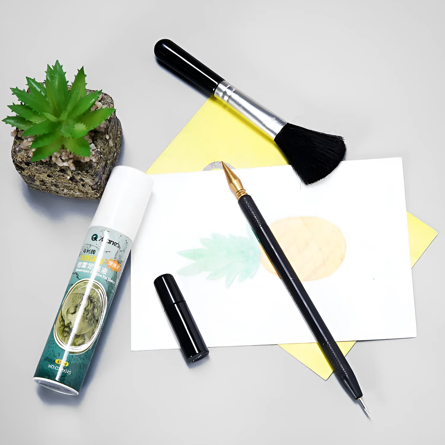 Scratch painting tool set with scraping pen, repair pen, brushes and bamboo sticks for art detailing