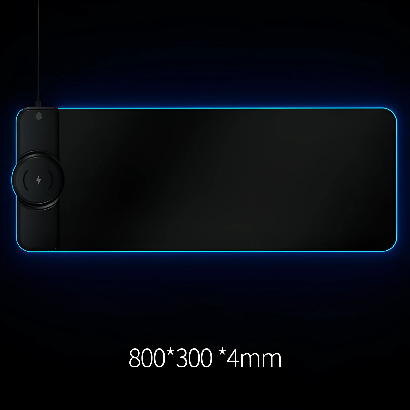 Wireless charging mouse pad in Black with fingerprint touch key and Micro USB port