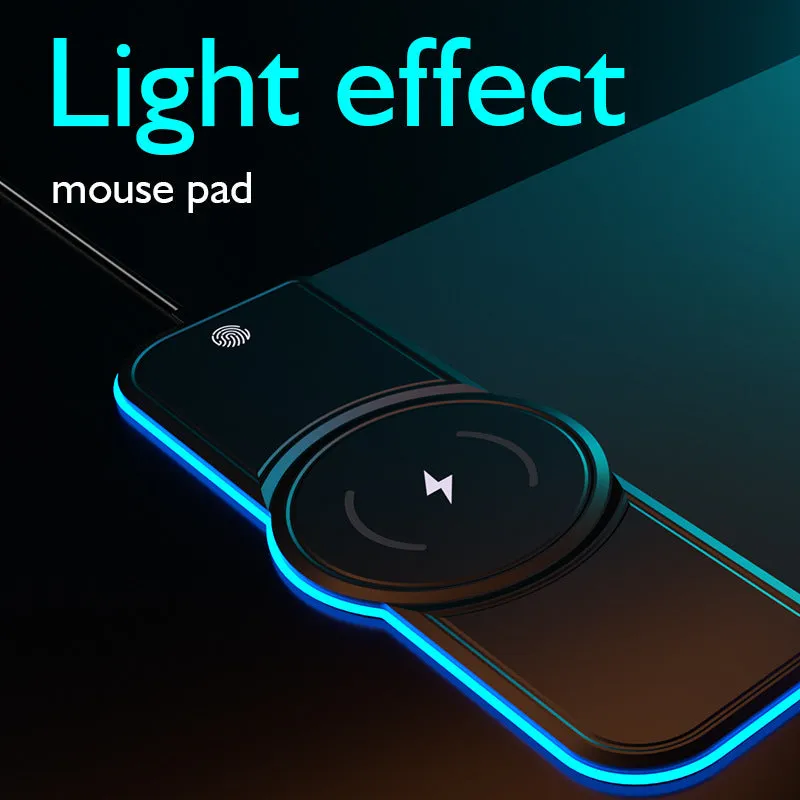 Wireless charging mouse pad in Black with fingerprint touch key and Micro USB port