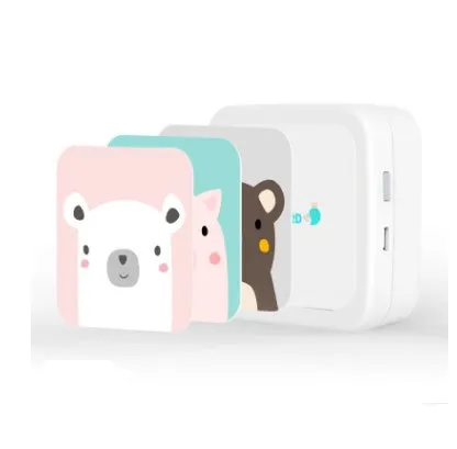 Pink thermal pocket portable Bluetooth printer with compact 79x79x40mm dimensions and 900mAh battery