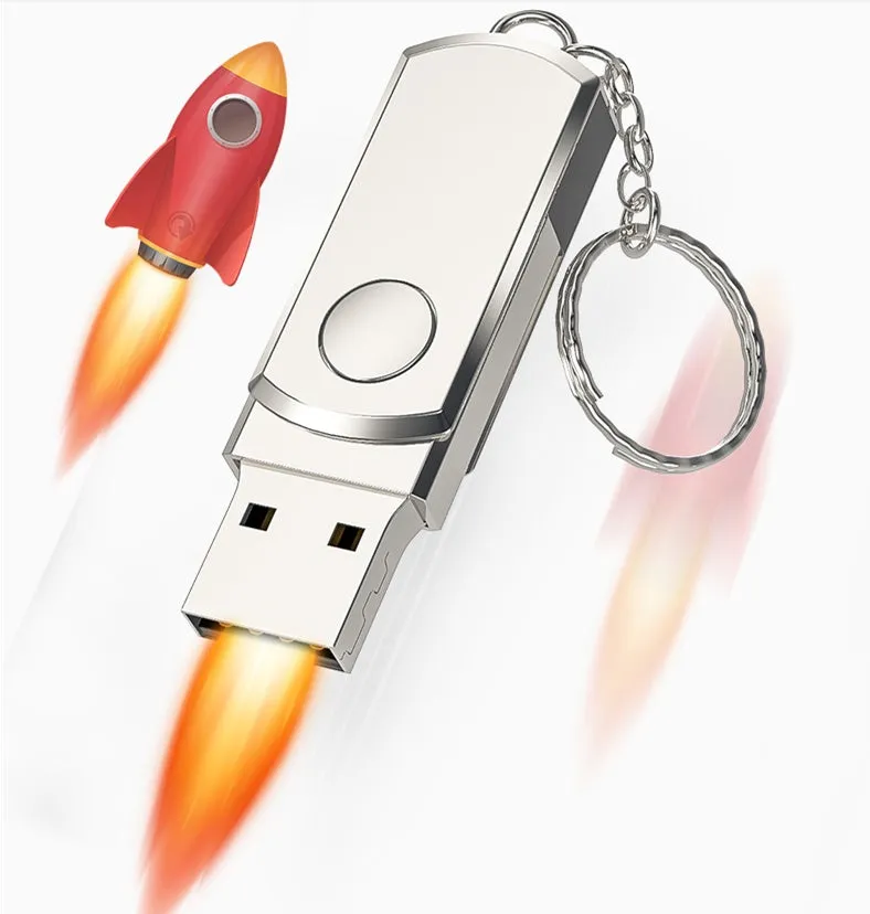 Metal USB flash drive for iPhone in Gold, 128GB or 256GB capacity, compact and portable