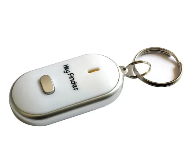 Voice control key finder whistle in black plastic casing with switch on back