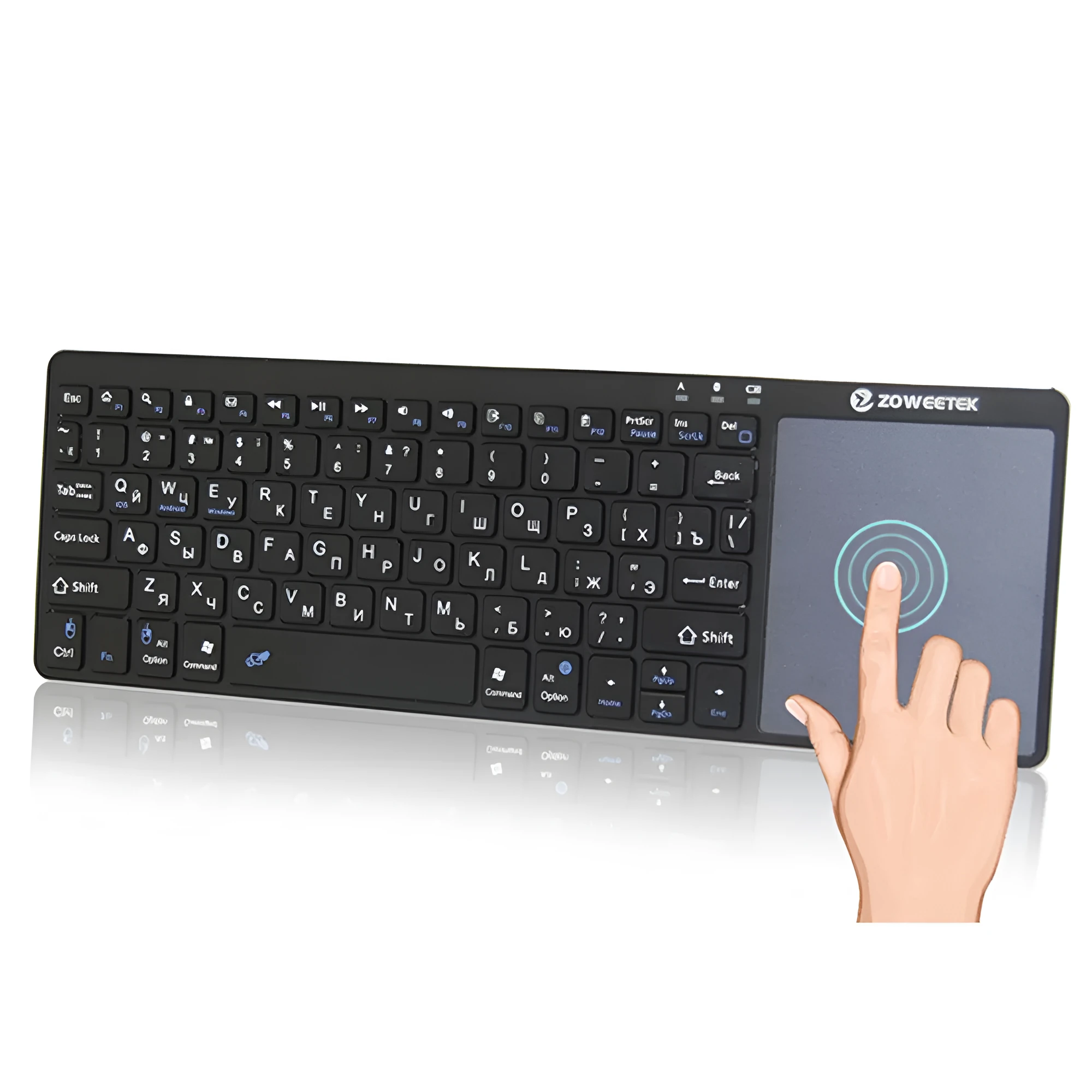 Zoweetek k12bt-1 mini wireless Bluetooth keyboard with touchpad and aluminium steel cover