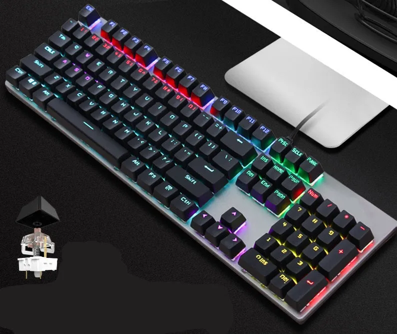 AOC GK410 black mechanical keyboard with backlit keys on a desktop.