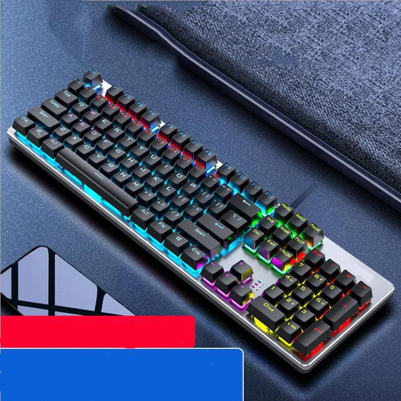 AOC GK410 black mechanical keyboard with backlit keys on a desktop.