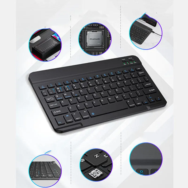 Wireless Bluetooth keyboard compatible with Apple iPad and MatePad tablets, black model