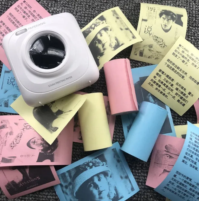 Mini Bluetooth wireless thermal printer for photos and stickers, white colour, compact size