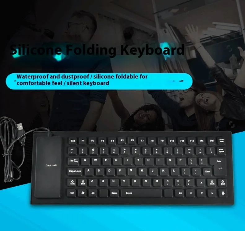 85 key wired silicone mute soft folding keyboard in pink with USB cable
