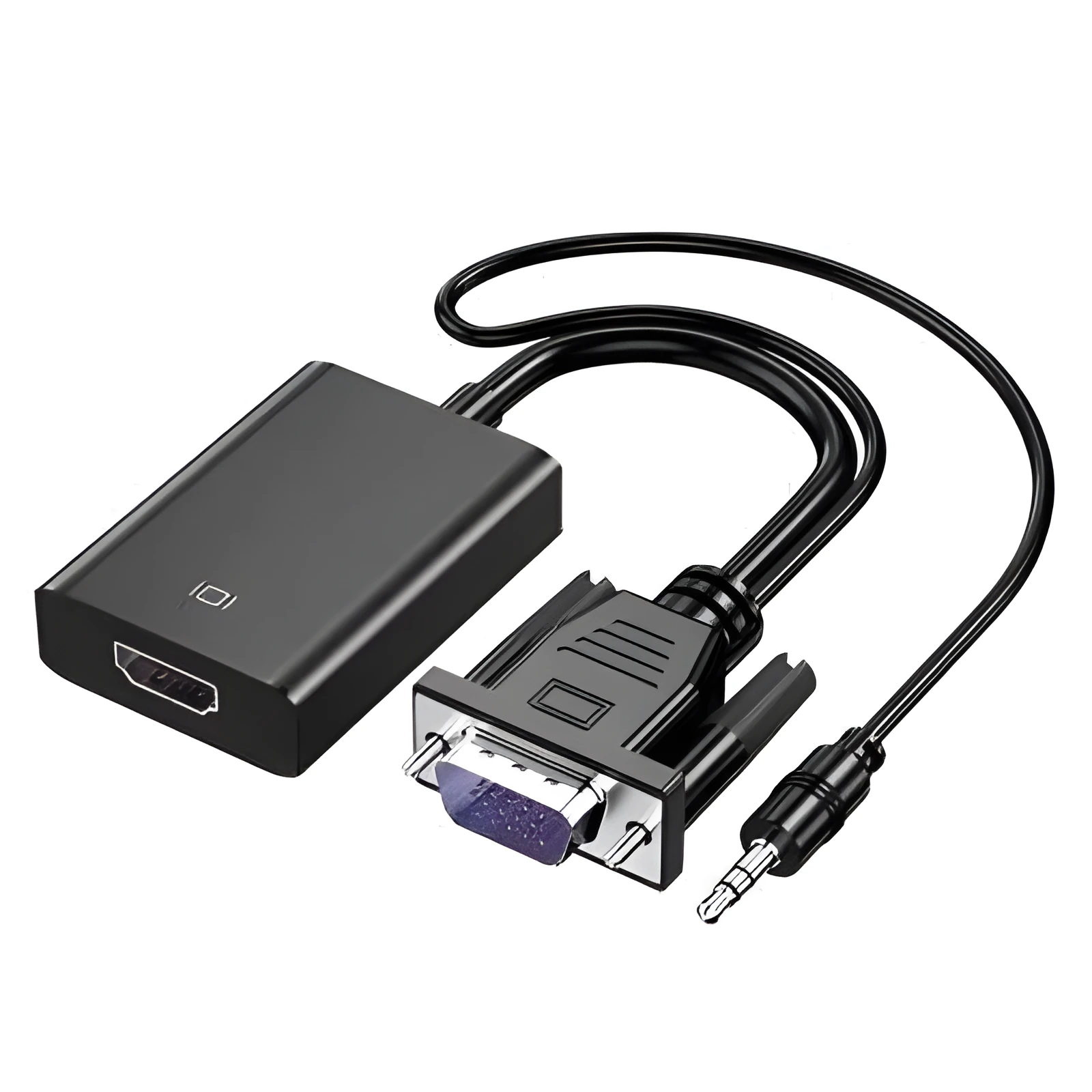 VGA to HDMI adapter cable in green box with 15cm length and audio power supply