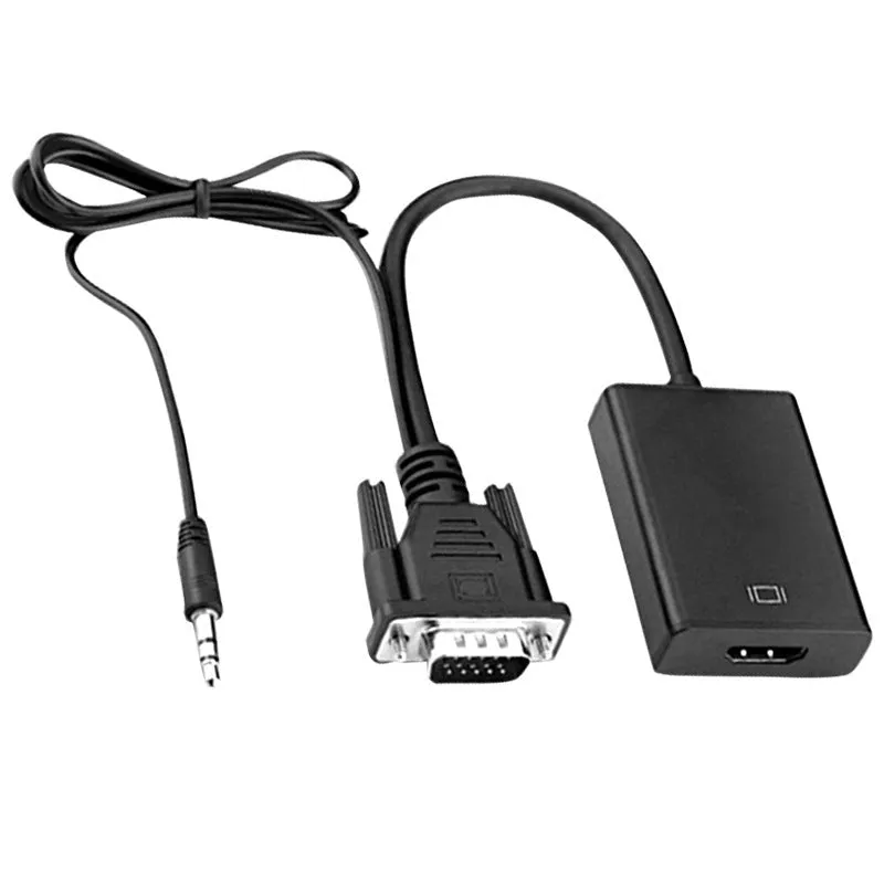 VGA to HDMI adapter cable in green box with 15cm length and audio power supply