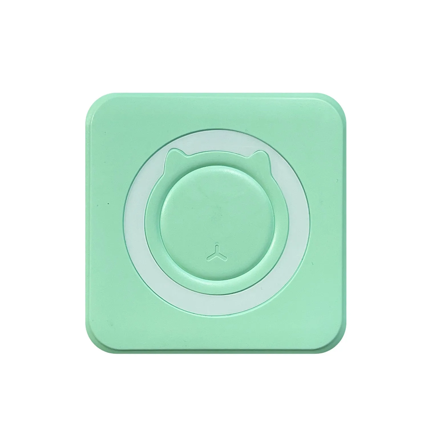Pocket mini thermal printer in Macaron Blue with USB cable on white background