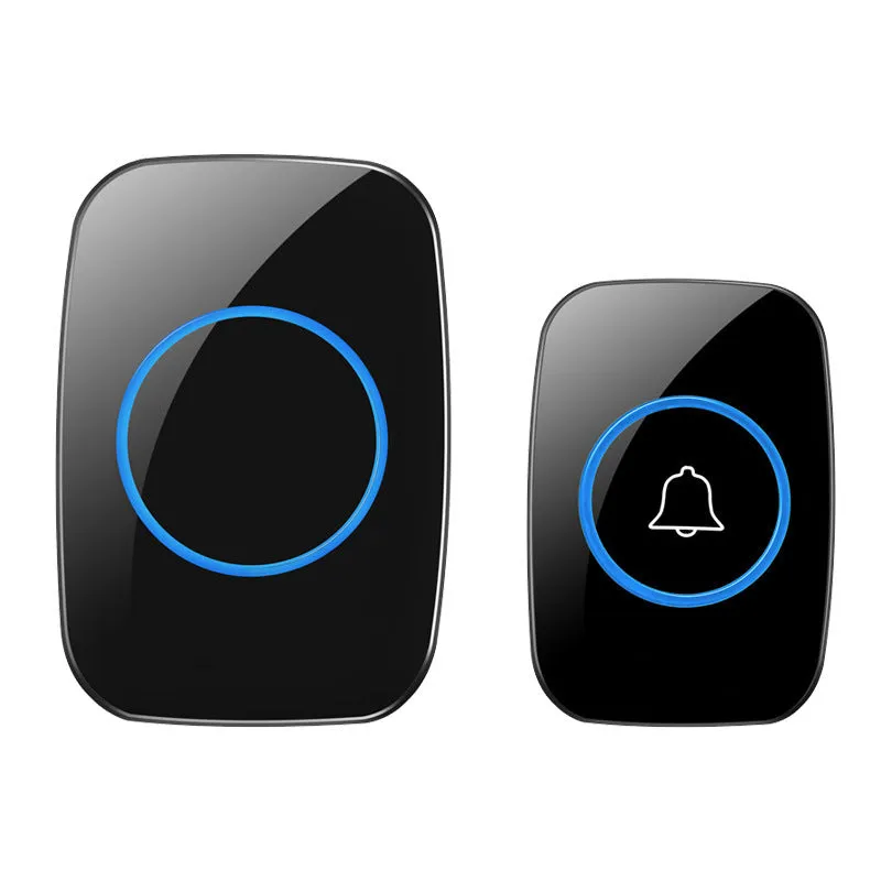 Wireless doorbell receiver and emitter, black finish, 300m range, 60 ringtones