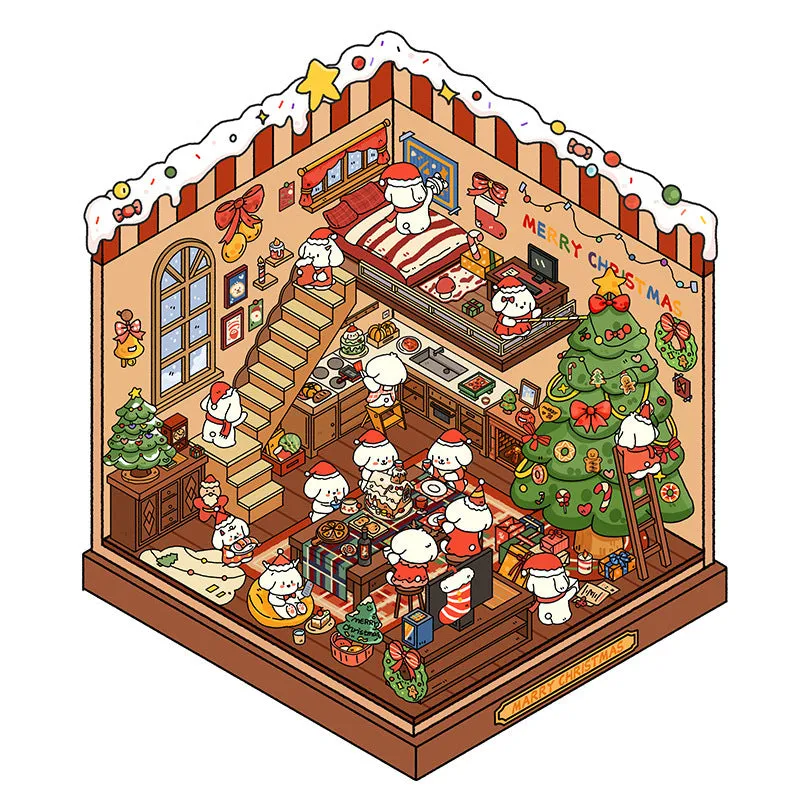 3D miniature scene stickers, Korean style, Brome Puppy Bobo themed, craft decals for DIY projects