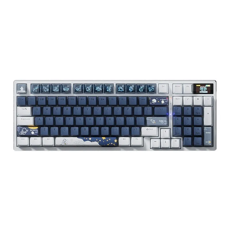 Wireless mechanical keyboard with three-mode Bluetooth, 88-98 keys, RGB backlight, hot swap switches, and colour screen display
