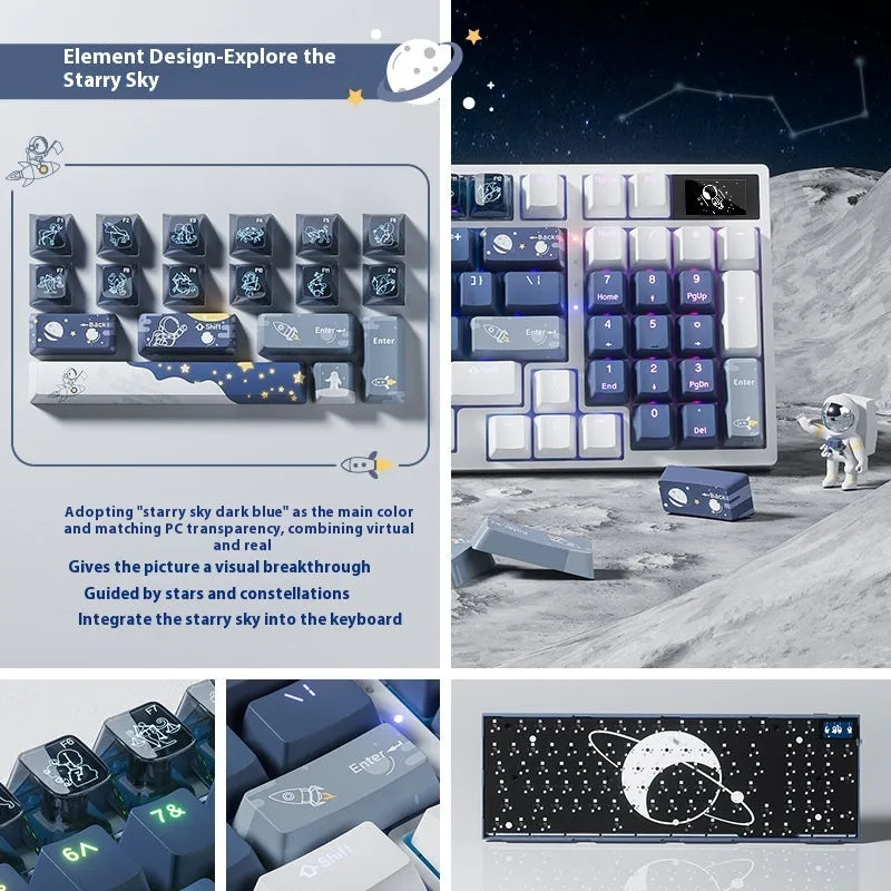 Wireless mechanical keyboard with three-mode Bluetooth, 88-98 keys, RGB backlight, hot swap switches, and colour screen display