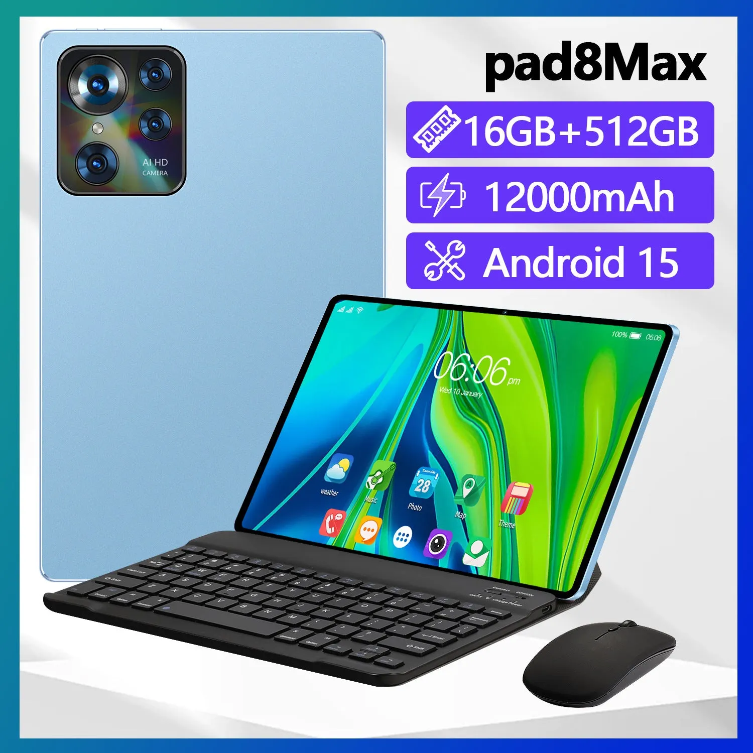 10-inch Tablet PC Smart Call Google Edition with 10.1-inch screen in Black colour