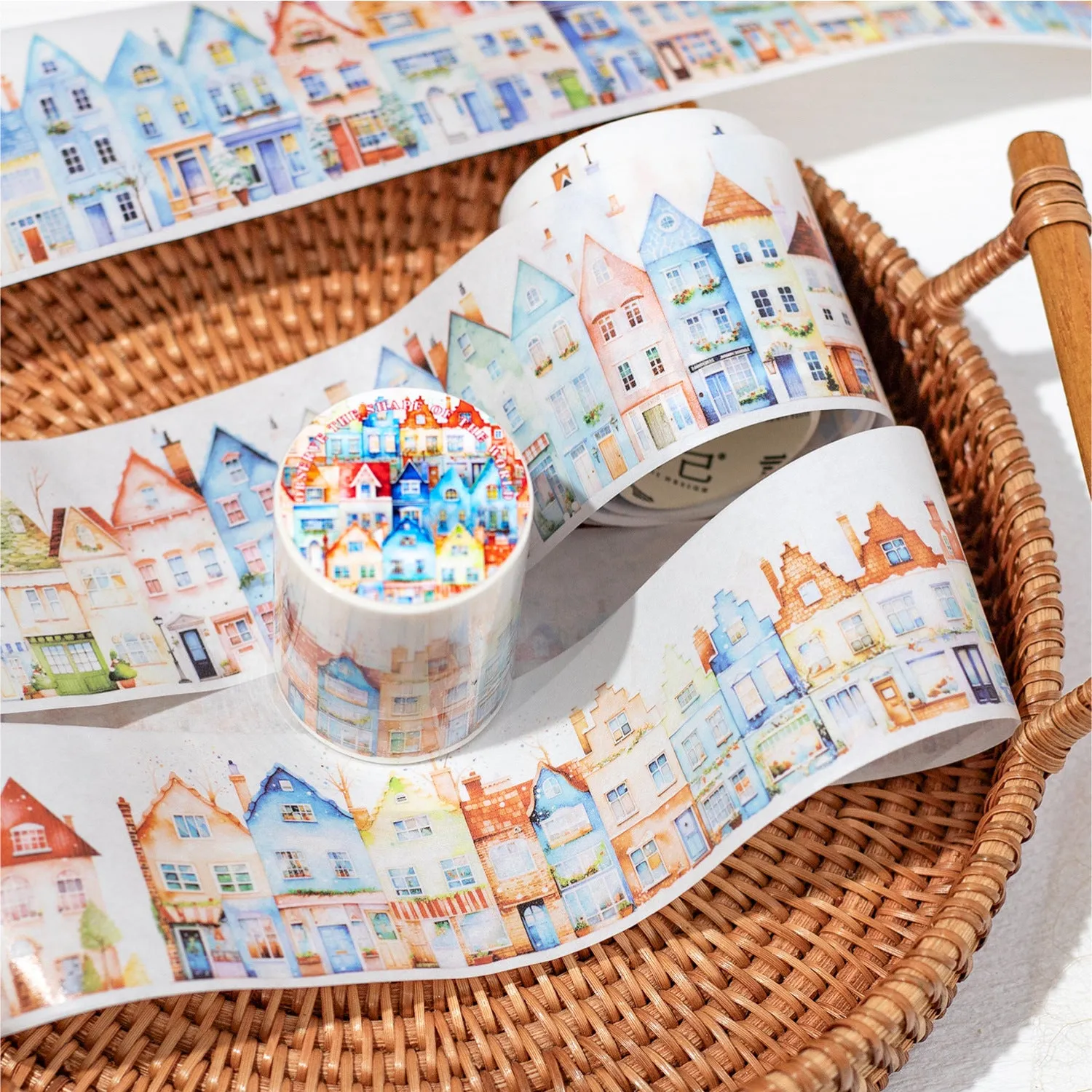 World Shape Series Life Landscaping Journal Stickers set with 4 style options on a 2-metre PET roll. London Street View, City Travelers, Colorful Town, Every Day.