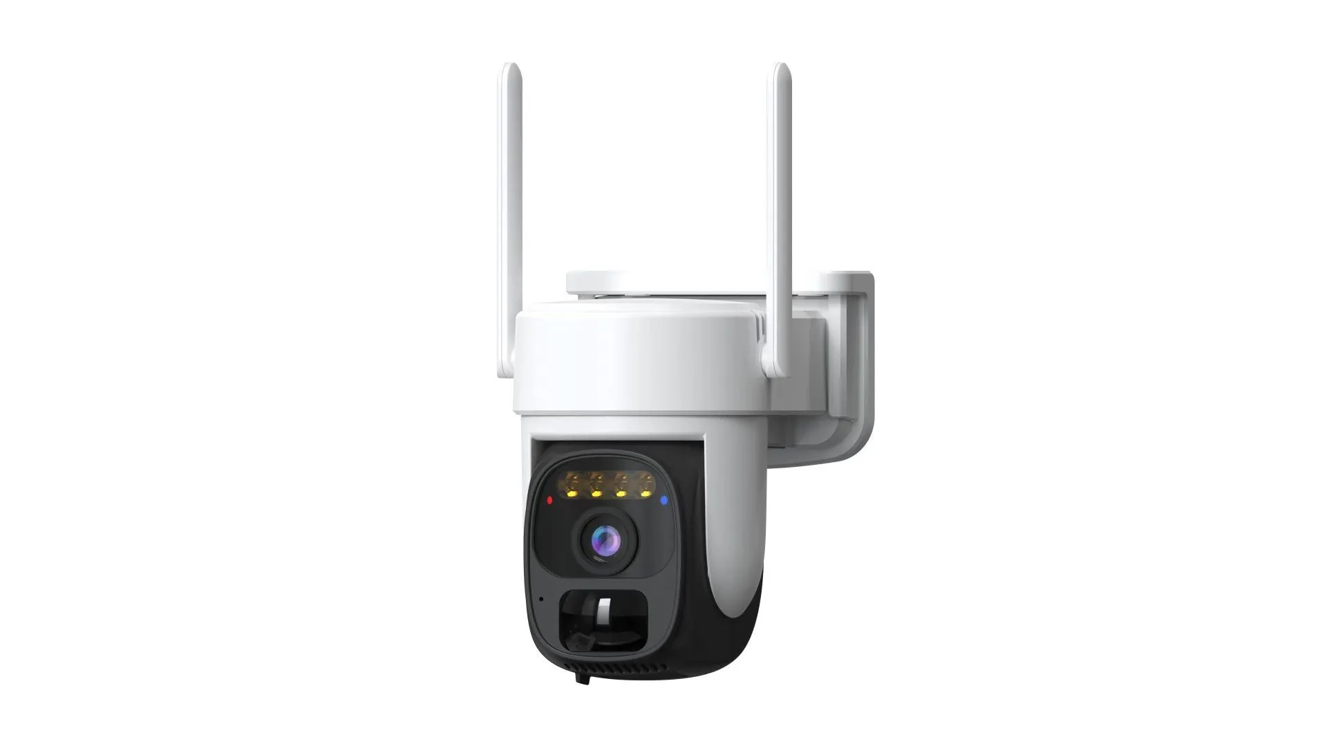 Wireless solar security camera with HD night vision and 355 degree rotation mounted outdoors