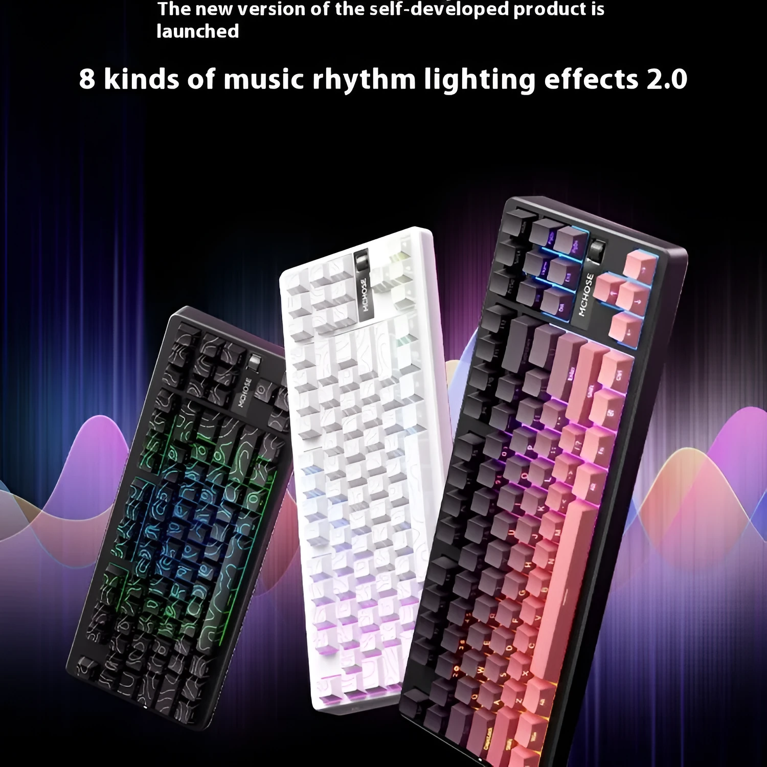 Custom side-engraved wireless Bluetooth mechanical keyboard with blackberry powder gradient keycaps and TTC Fast Gold Axis V2 switches