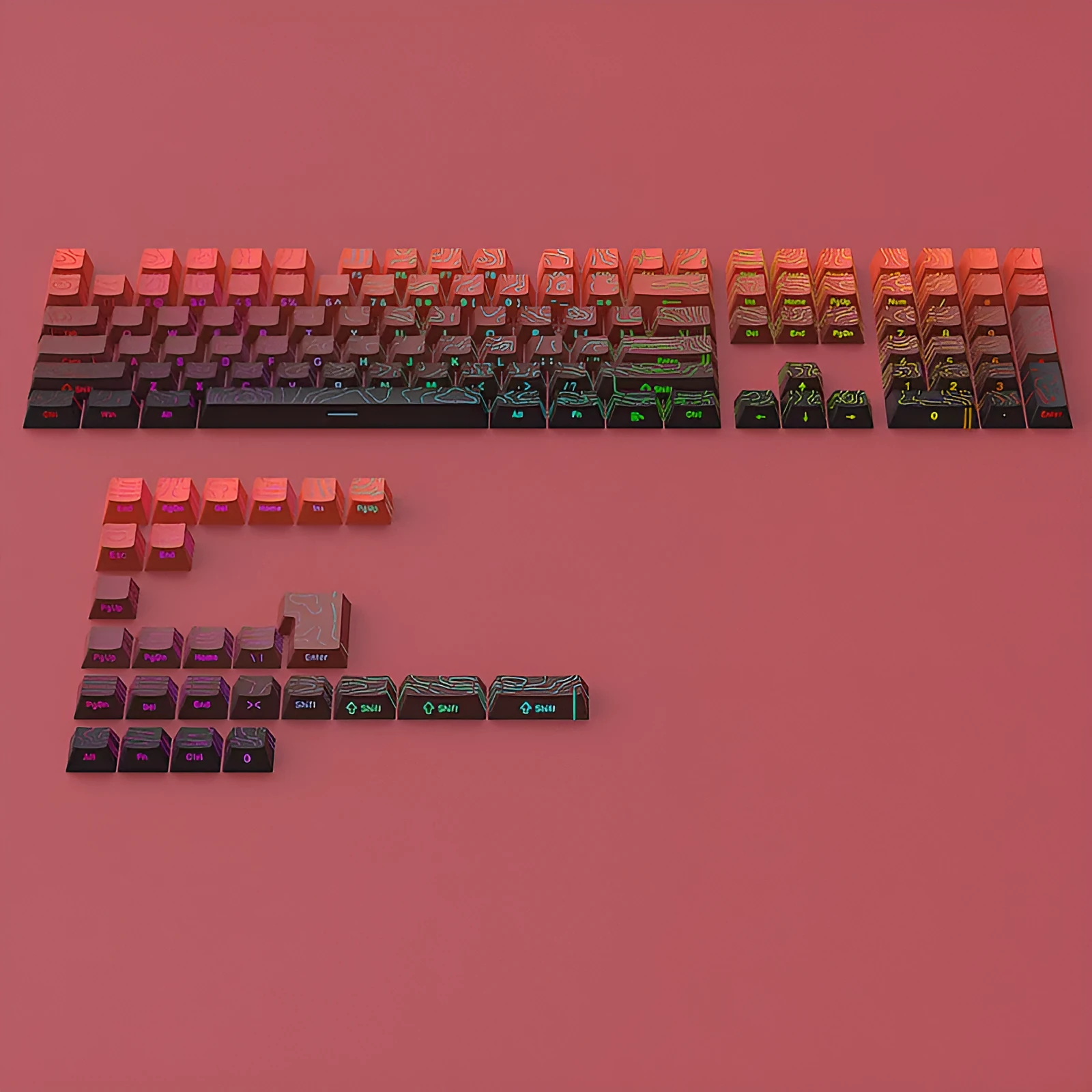 Contour Crack luminous key cap in Lucky Strike colour double injection moulded with box and blister
