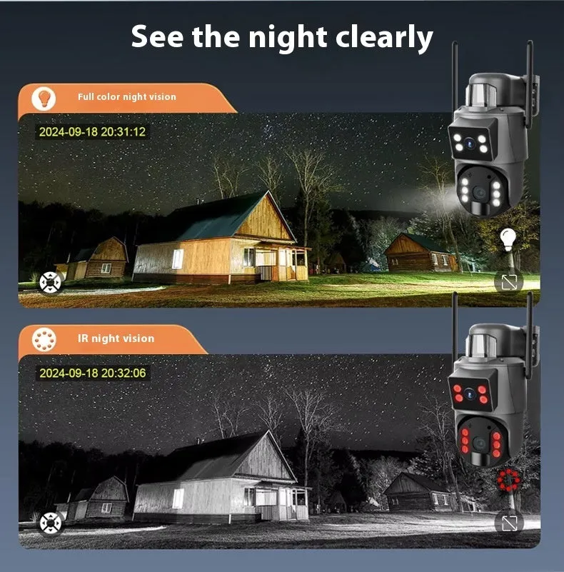 Solar powered 6MP security camera with full colour night vision on wall mount
