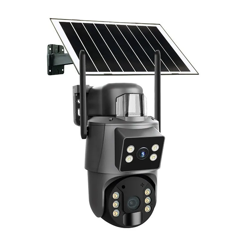 Solar powered 6MP security camera with full colour night vision on wall mount