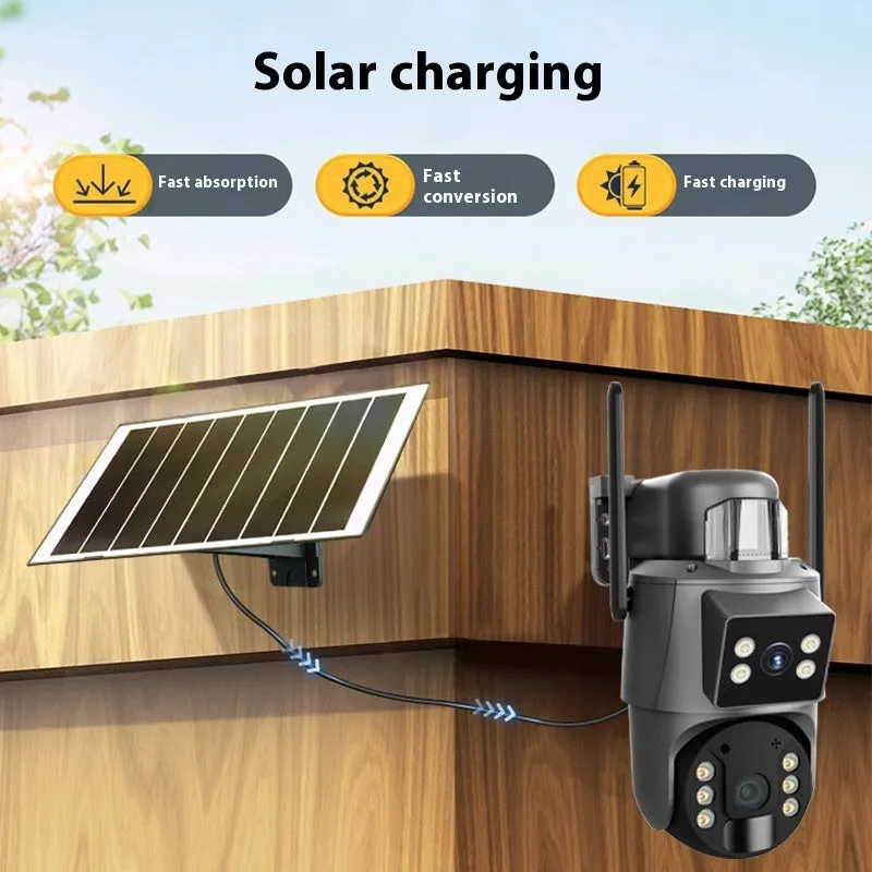 Solar powered 6MP security camera with full colour night vision on wall mount