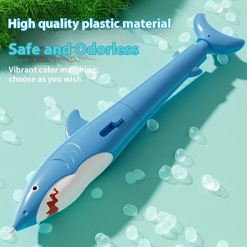 Shark Water Gun Pen in blue plastic – novelty ballpoint with water spray tip