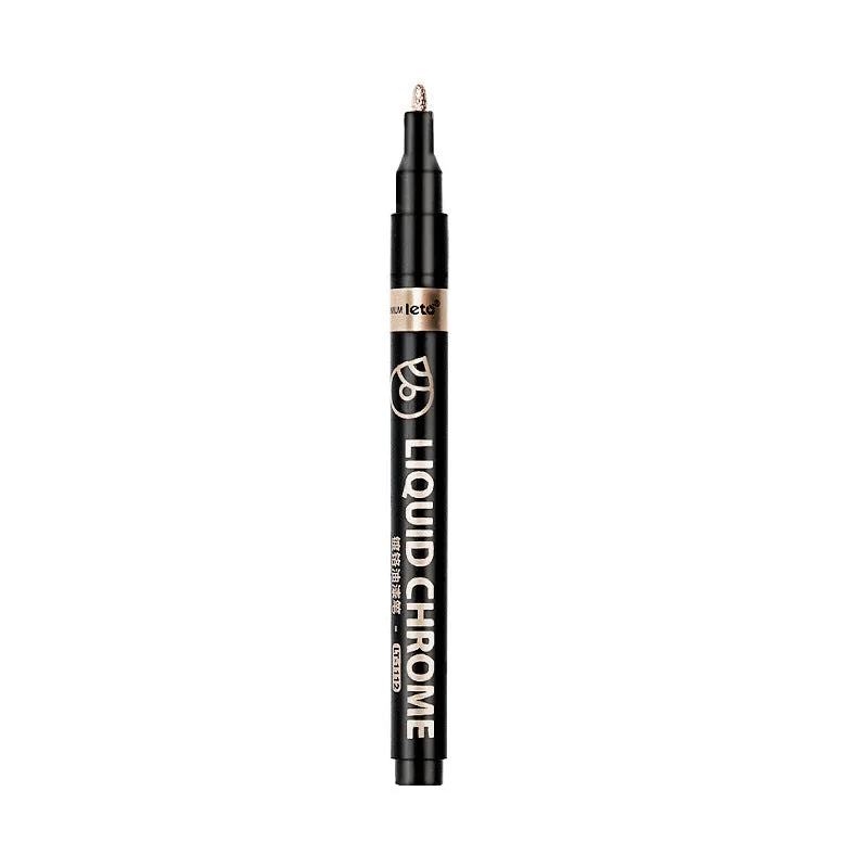 Metal chrome plated mirror marker pen with waterproof sun-resistant ink in rose gold finish