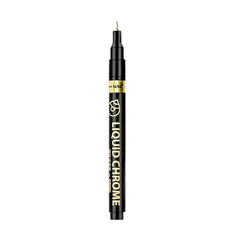 Metal chrome plated mirror marker pen with waterproof sun-resistant ink in rose gold finish