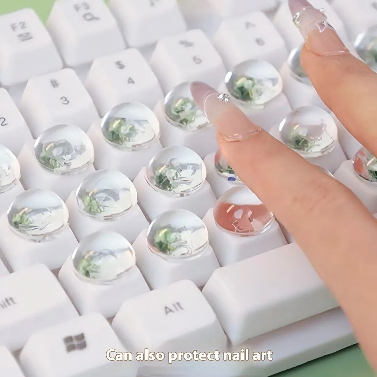Clear crystal glass ball dome PVC keyboard stickers in two sizes for universal fit
