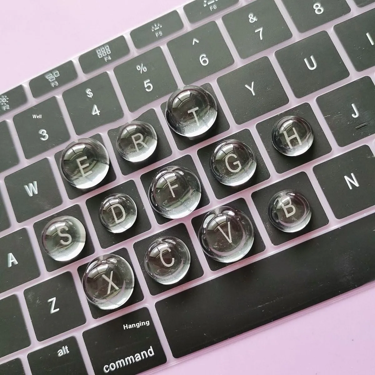Clear crystal glass ball dome PVC keyboard stickers in two sizes for universal fit