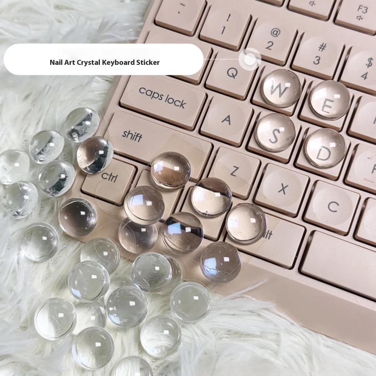 Clear crystal glass ball dome PVC keyboard stickers in two sizes for universal fit