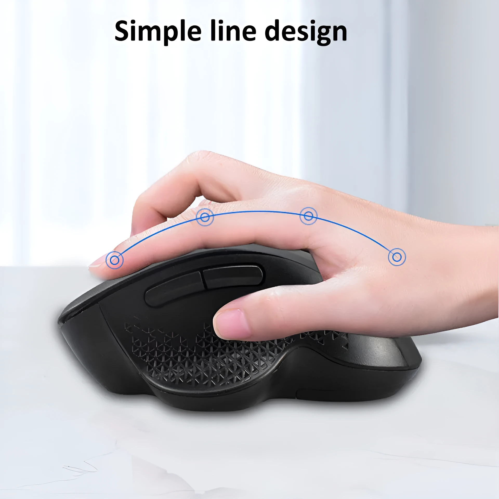 Grey and black wireless laptop mouse with USB charging cable on white background