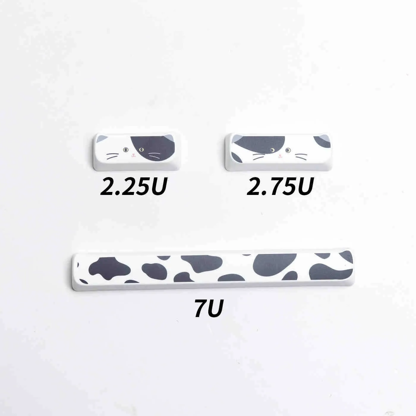 Black and white kitten sublimation key cap set for mechanical keyboards, PBT material, MAO height, full set of 26 key caps