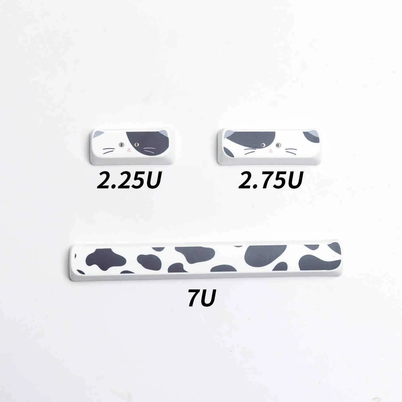 Black and white kitten sublimation key cap set for mechanical keyboards, PBT material, MAO height, full set of 26 key caps