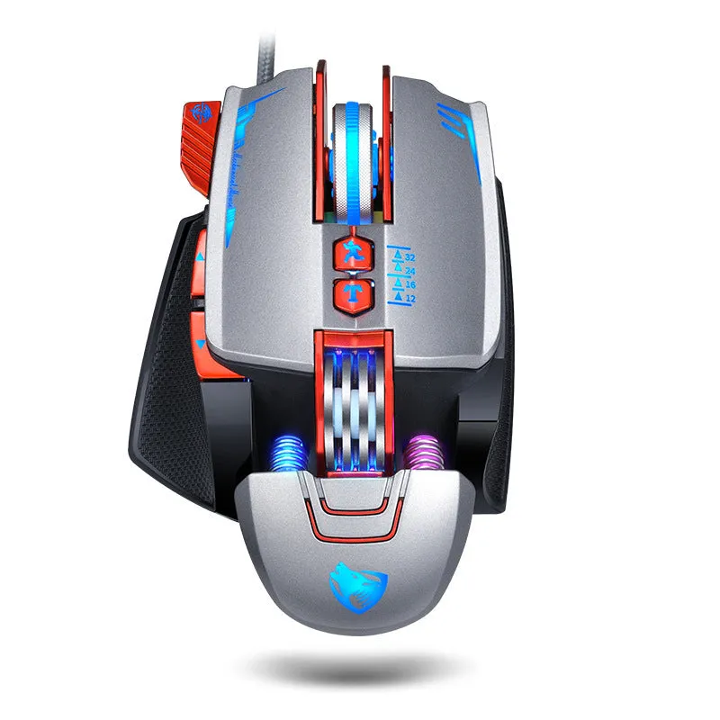 Thunder Wolf V9 wired gaming mouse in black with 2500 DPI optical sensor and ergonomic shape