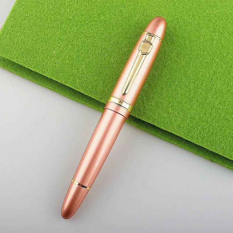 Metal ball pen with pearl bead body and gold clip, 0.5mm tip, in red and gold finish