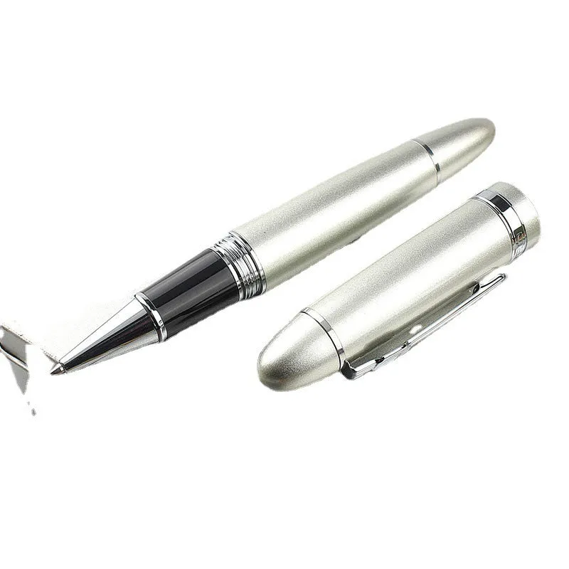 Metal ball pen with pearl bead body and gold clip, 0.5mm tip, in red and gold finish