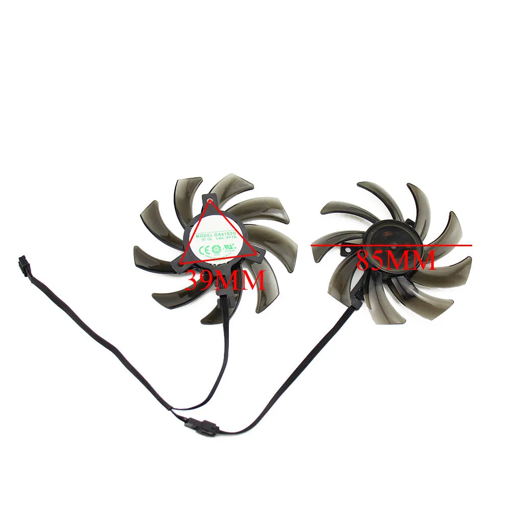 GA91S2U black graphics card cooling fan, 85mm diameter, 12V DC 0.40A, 4-pin connector, for Palit GTX1060 Dual replacement