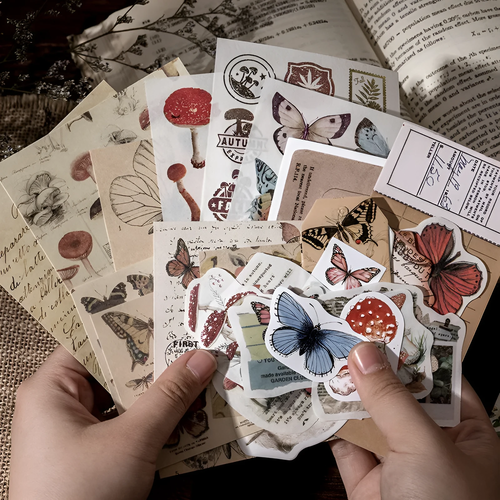 Retro room hand account material set with 6 styles 30 patterns and DIY pillow box packaging