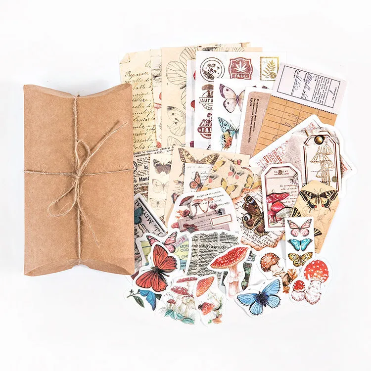 Retro room hand account material set with 6 styles 30 patterns and DIY pillow box packaging