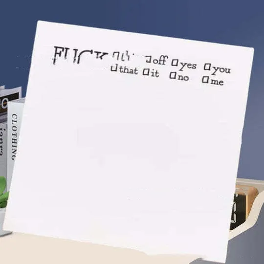 7.5cm square funny sticky note pad with humorous printed phrase in bold text