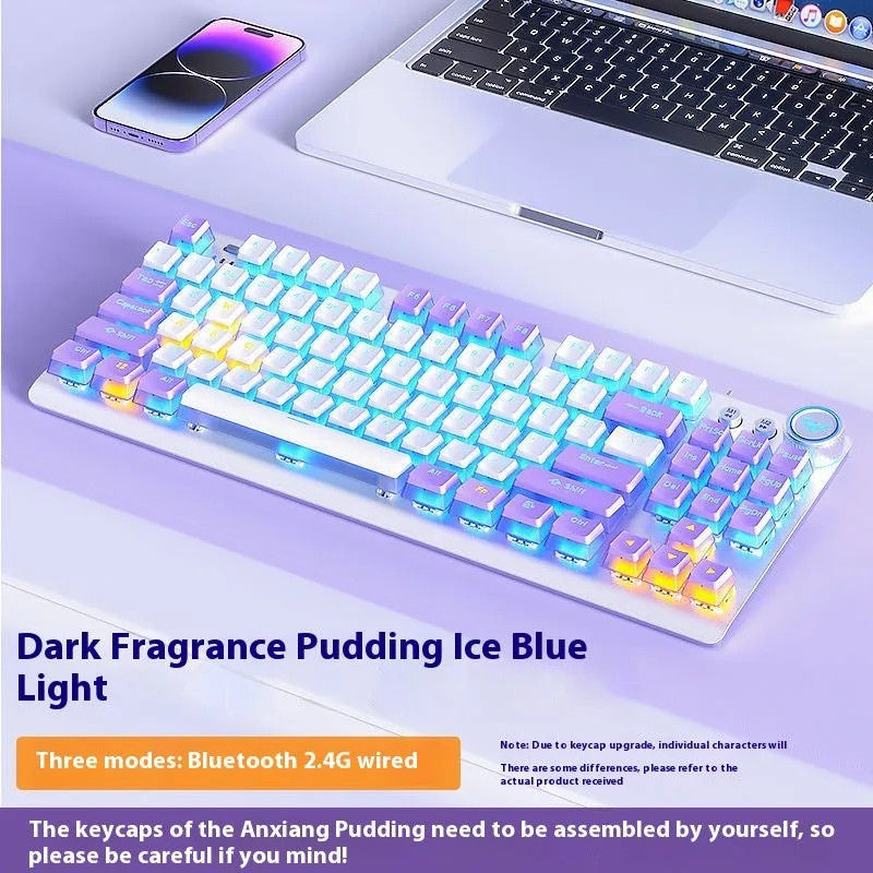 Wireless mechanical keyboard with side-engraved keycaps and metal construction showing multiple colour options