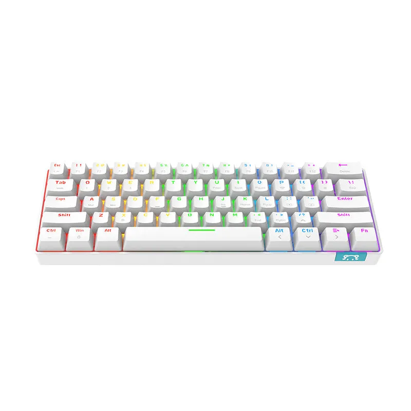 Wireless dual-mode Bluetooth mechanical keyboard with 61-key compact layout and monochrome backlight