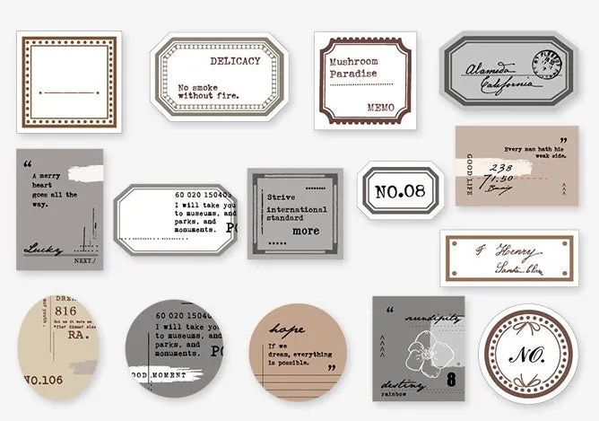 Mini Label Series retro hand account DIY decoration base paper 45 sheets in Kraft box