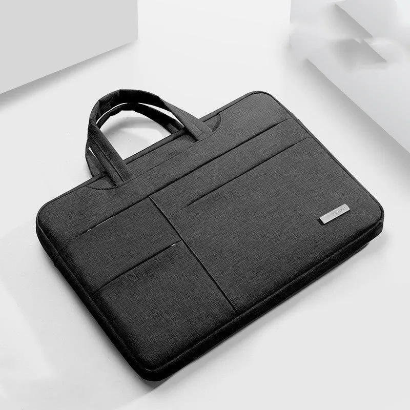 Oxford cloth 15.6 inch laptop bag with zipper closure and soft handle in grey