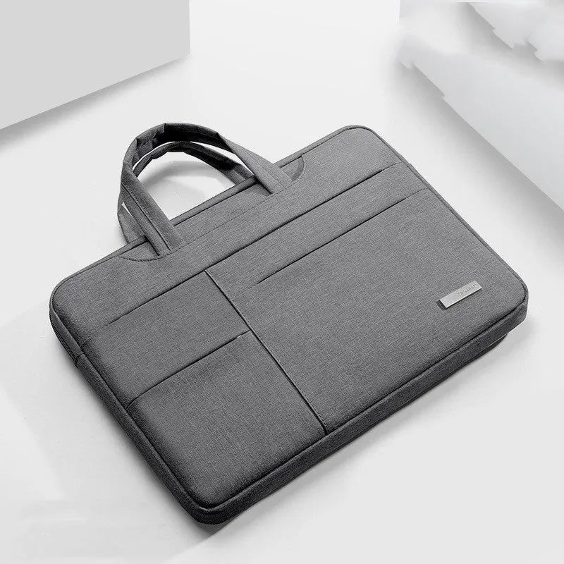 Oxford cloth 15.6 inch laptop bag with zipper closure and soft handle in grey