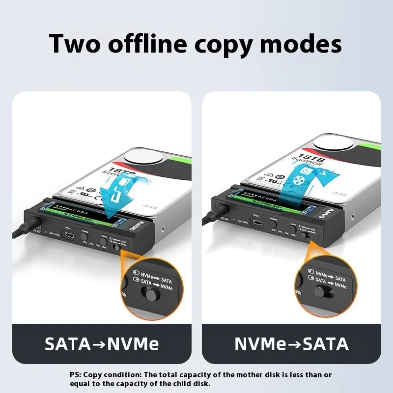 External hard drive enclosure for 2.5-inch SSD with multiple power specification options